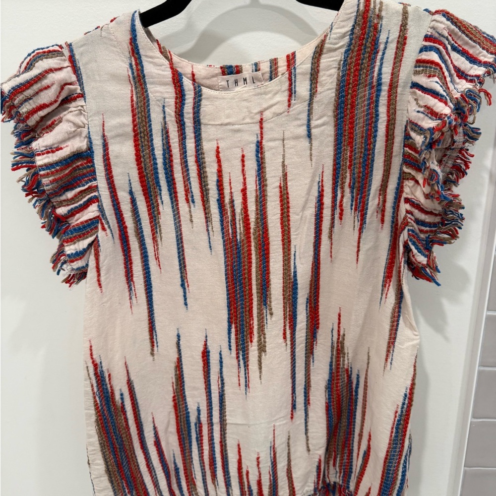 THML Striped Ruffle Sleeve Top